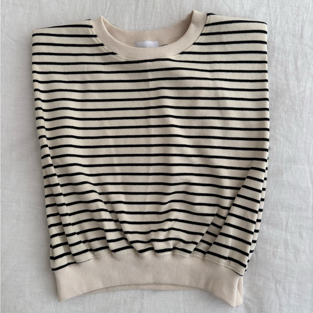 Striped Black and Cream Sleeveless Top
